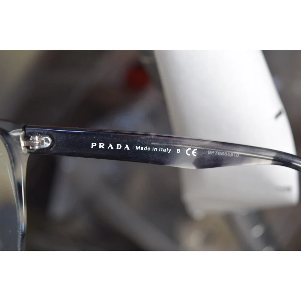 Prada VPR 16T USI-1O1 Round Black Tortoise Eyeglasses 52 18 140 Italy